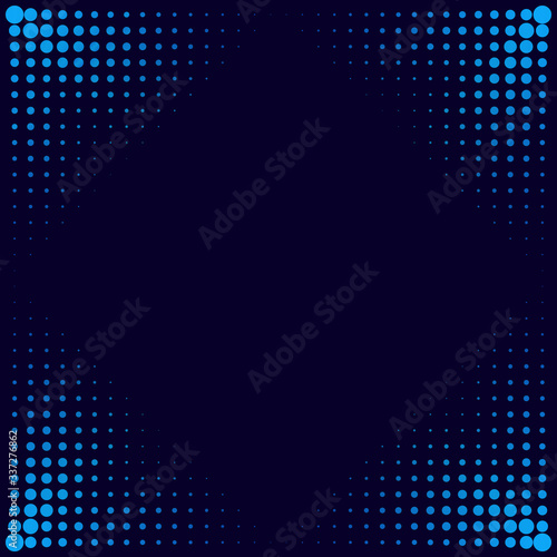 Halftone gradient pattern. Halftone dots colorful texture for your design. Abstract neon dark blue background. Vector illustration