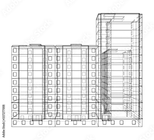 Vector wire-frame model of a multi-storey building