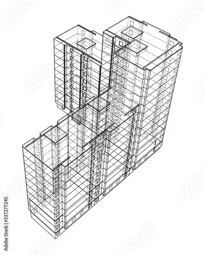 Vector wire-frame model of a multi-storey building