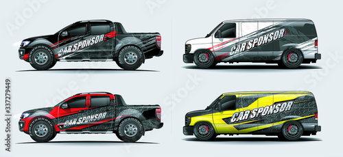 set of vehicle graphic kit vector. Modern abstract background for car wrap branding and automobile sticker decals livery 

