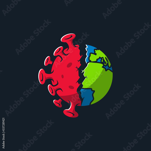 corona virus illustration crack earth
