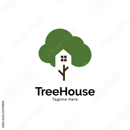 Tree house inspiration logo design vector template