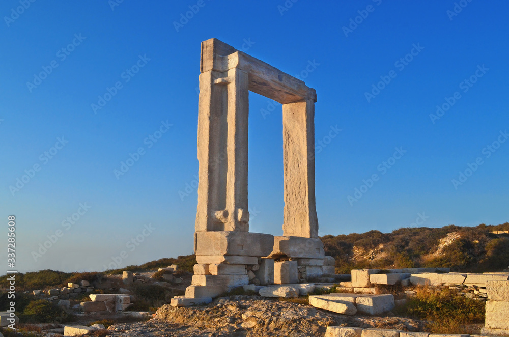 ancient Portara or the Great Door at Naxos island Greece - Temple of Apollo