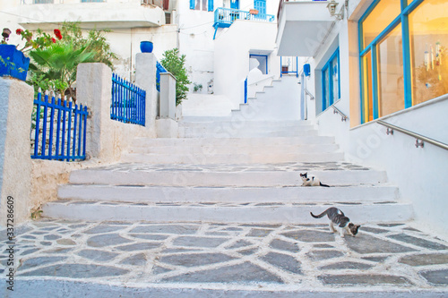 street photography of Naxos Chora Cyclades Greece - the largest of the Cyclades islands Greece © photo_stella