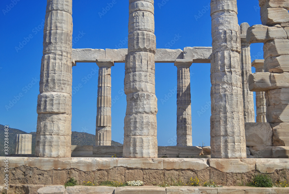 the temple of Poseidon at Cape Sounion Attica Greece