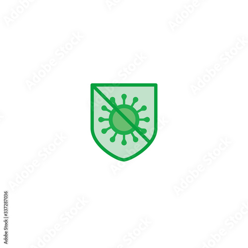 Virus and shield, vector sanitize icon