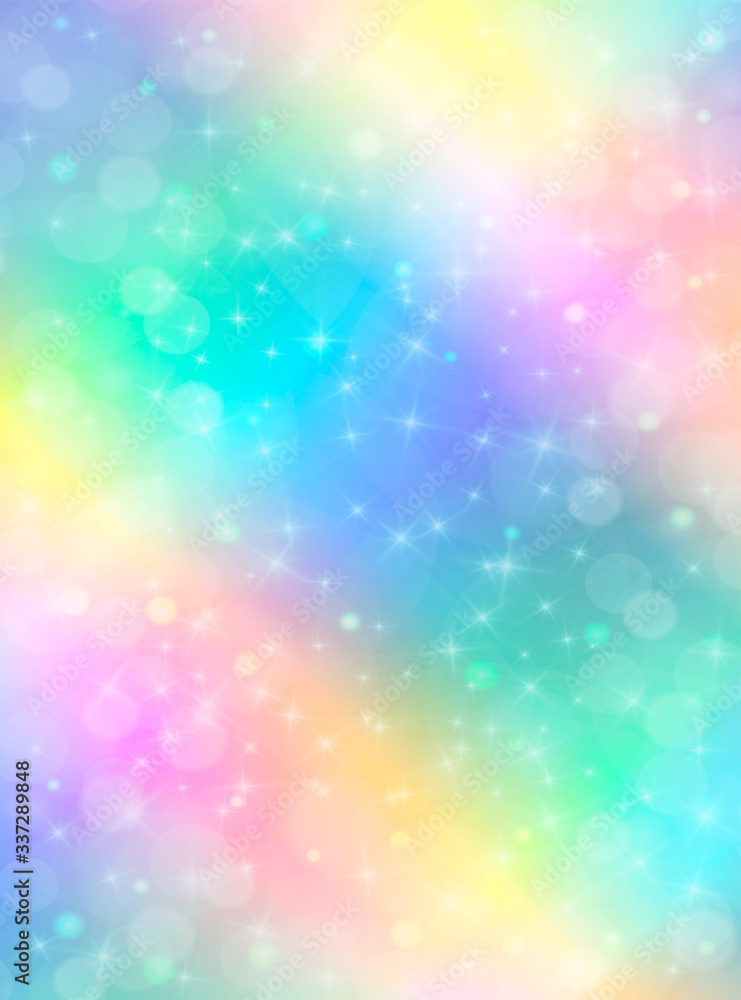Holographic vector illustration in pastel color. Galaxy fantasy ...