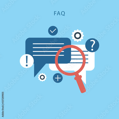 FAQ website banner. Vector illustration concept for frequently asked questions or questions and answers