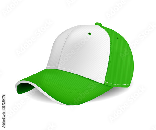 peaked cap green color for advertising or print isolated on white background