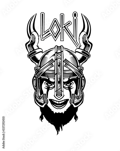 Loki Norse God Helmet Viking Emblem