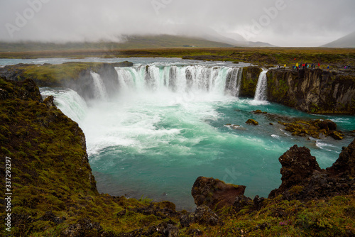 The Godafoss Icelandic  Go  afoss  waterfall of the gods  is a famous waterfall in Iceland.