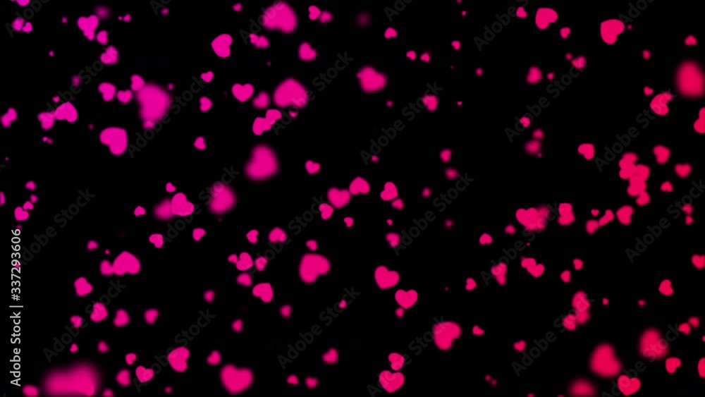 Rain of hearts. Seamless looping animation of falling red and purple hearts over black background Rain of hearts. Seamless looping animation of falling red and purple hearts over black background