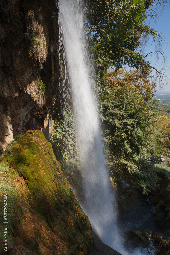 Edessa great park waterfall in Greece.