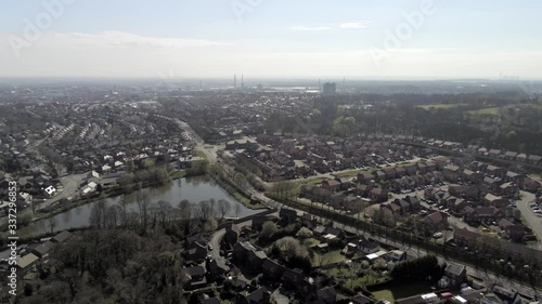 Wallpaper Mural Rural idyllic typical UK countryside town aerial view above homes and houses descending shot Torontodigital.ca