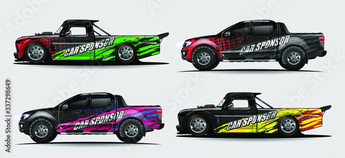 set of vehicle graphic kit vector. Modern abstract background for car wrap branding and automobile sticker decals livery 

