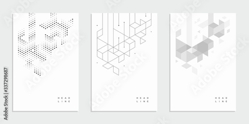 Abstract geometric technological banner. Corporate identity flyer. Vector set background.