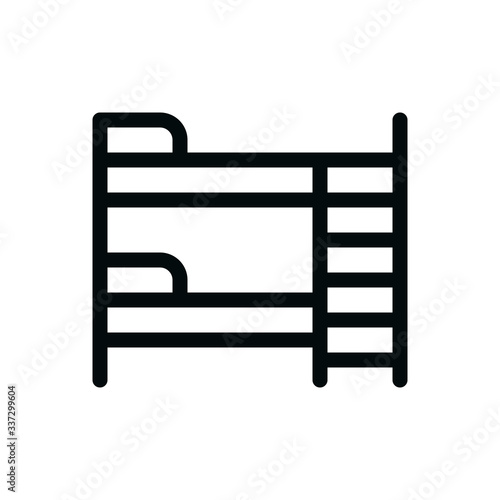 Bunk bed isolated vector icon, hostel bed linear icon