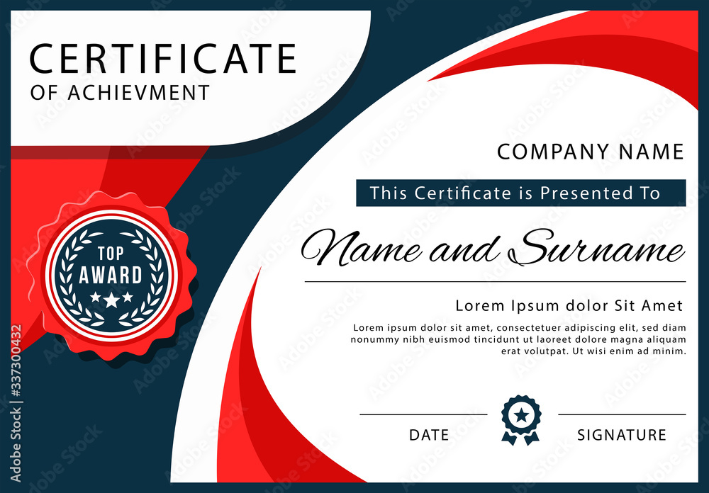 Fototapeta premium Creative multipurpose professional elegant eps certificate template design for all types company