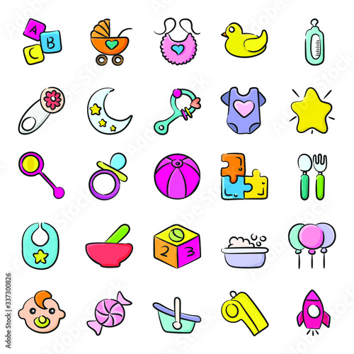 Pack Of Childhood Doodle Icons