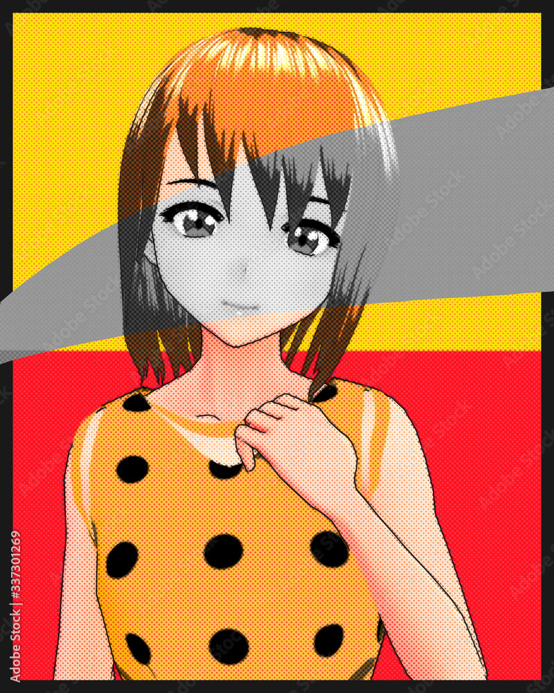 Anime Girl Cartoon Character Japanese Girl with Comic Effect with a smile  and Background it's Anime Manga Girl from Japan Stock Illustration | Adobe  Stock