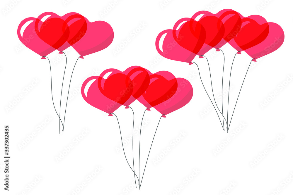 heart shaped balloons vector illustration