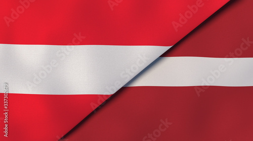 Free Download The flags of Austria and Latvia. News, reportage, business background. 3d illustration - GFXLoad