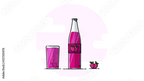  strawberry syrup flat design vector illustreation