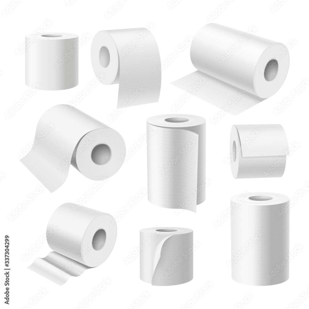Realistic toilet paper rolls, kitchen paper towels Realistic toilet paper rolls, kitchen paper towels