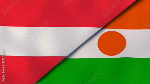 The flags of Austria and Niger. News, reportage, business background. 3d illustration