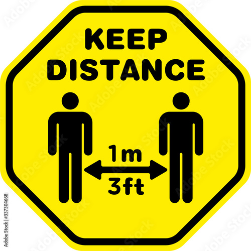 Social Distancing Signage or Floor Sticker for help reduce the risk of catching coronavirus Covid-19. Vector sign.
