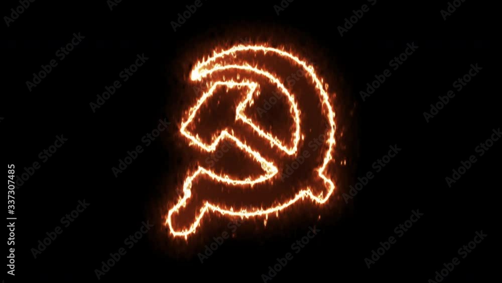 4k stock: Burning flame Communist Soviet Union. Hammer and sickle symbol. Royalty high-quality free the best stock video footage of Soviet Union Communist Party burning fire on black background 4k stock: Burning flame Communist Soviet Union. Hammer and sickle symbol. Royalty high-quality free the best stock video footage of Soviet Union Communist Party burning fire on black background