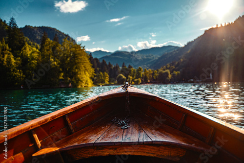 boat on a lake point of view colors landscape beautiful summer 