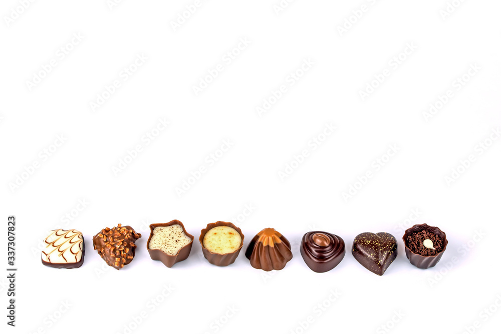 Assorted Chocolates on White Background