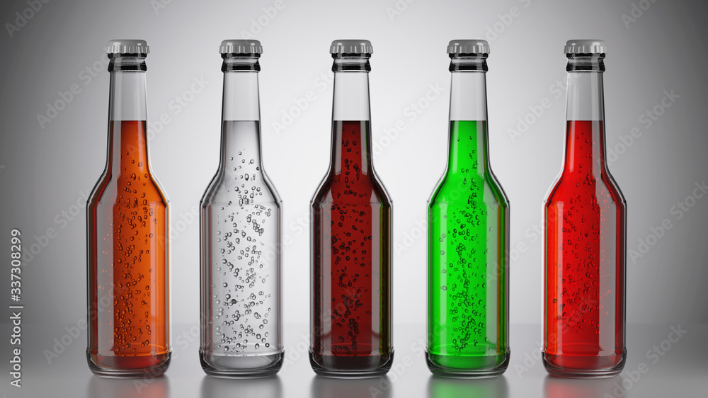 Variety of soda bottle. 3D rendering Variety of soda bottle. 3D rendering