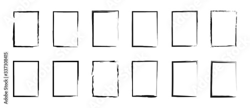 Flat linear design. Collection of grunge banners. A set of grunge rectangles for the title header. Frame for the title page. Isolated vector elements.