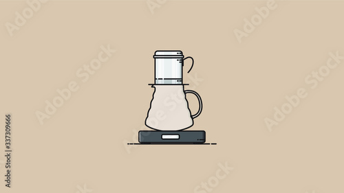 Vietnam Drip coffee maker flat design vector illustration
