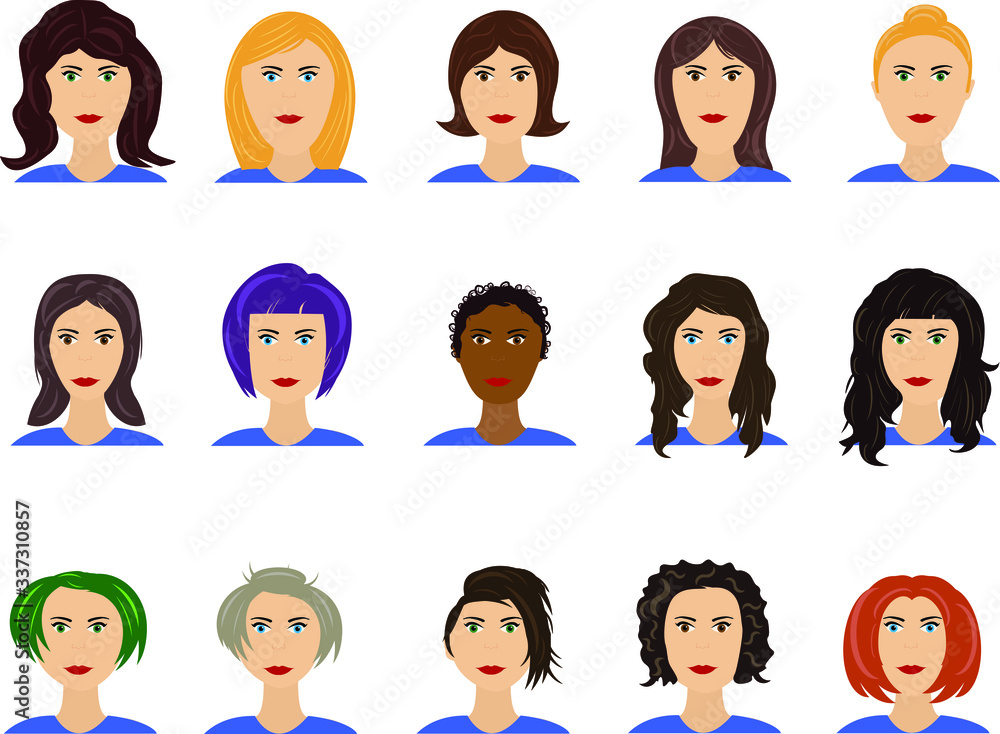 Women avatar faces set Women avatar faces set
