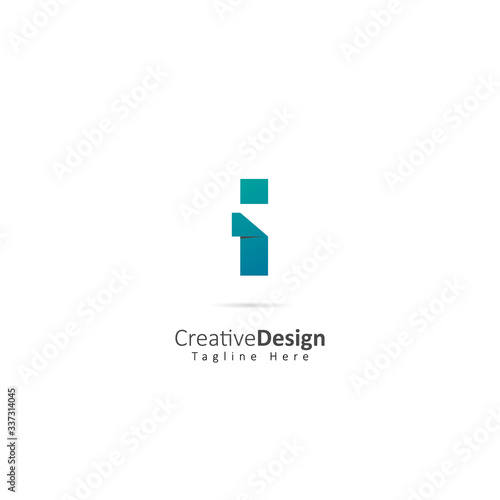 Paper Vector Letter I Logo with fold effect letters. Design Vector Illustration Logo template