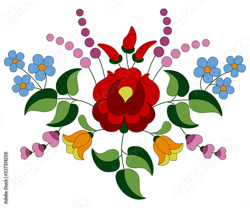 Flower bouquet embroidery folk pattern