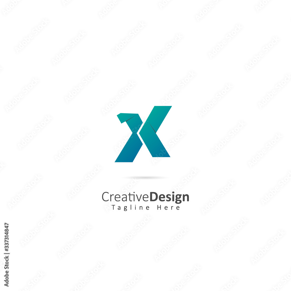 Paper Vector Letter X Logo with fold effect letters. Design Vector Illustration Logo template Paper Vector Letter X Logo with fold effect letters. Design Vector Illustration Logo template