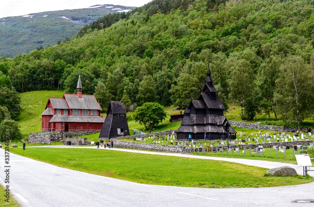 Stave Church (Stavkirke, Stavkyrkje) in Borgund, Laerdal, Norway.
