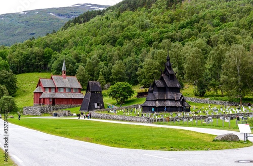 Stave Church (Stavkirke, Stavkyrkje) in Borgund, Laerdal, Norway.