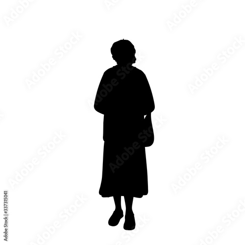 Silhouette of grandmother with bag