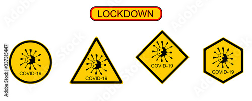 Stop Pandemic Novel Coronavirus outbreak covid-19 2019-nCoV symptoms in Wuhan China lockdown Travel corona Europe warning and quarantine with mouth cap mask Vector mouthcap protect icon Lock down sign photo