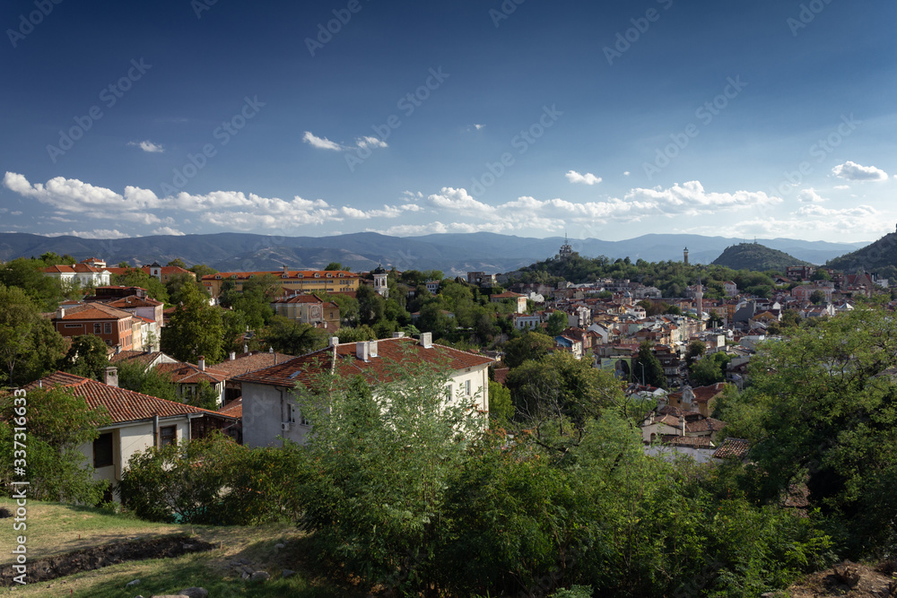 Plovdiv in Bulgaria during summer day with clouds