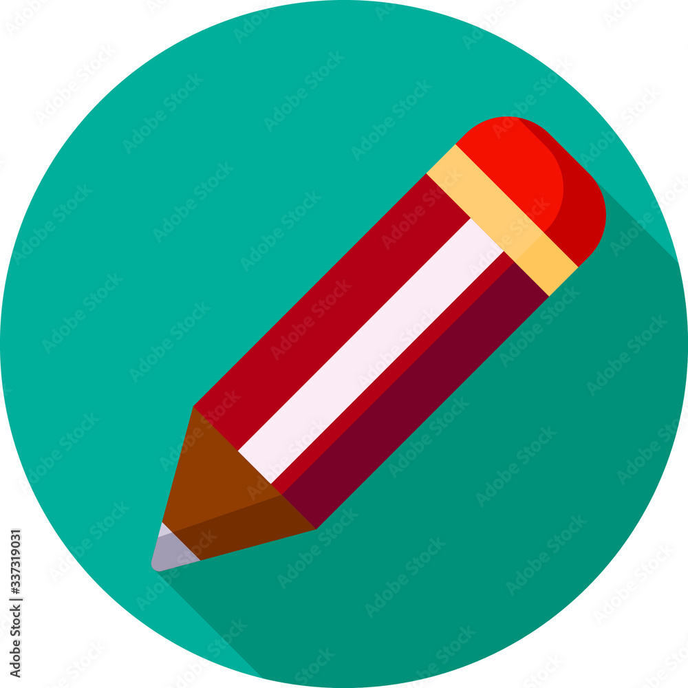 Pencil flat icon on Blue background, vector symbol Pencil flat icon on Blue background, vector symbol