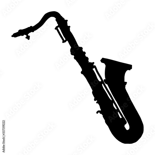 black silhouette classical wind musical instrument saxophone
