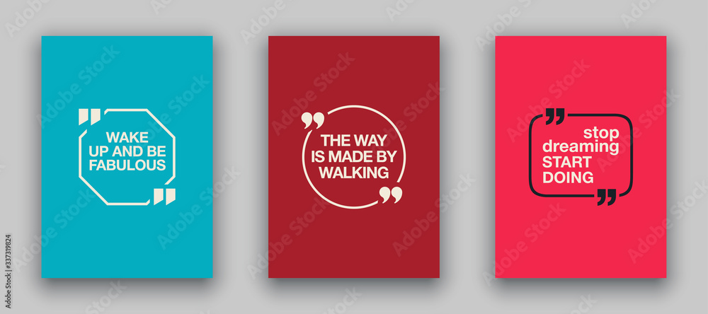 Quote speech bubble blank templates set. Text in brackets on flat paper, citation frames, quote bubbles. Textbox isolated on color background. Modern typography flat design cloud. Vector illustration.