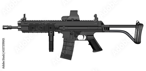 Vector illustration of a machine gun xcr