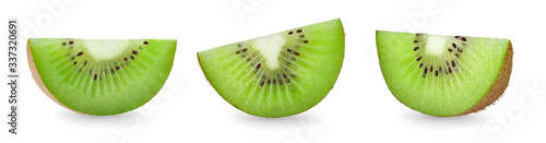 Slices of kiwi fruit isolated on white background.